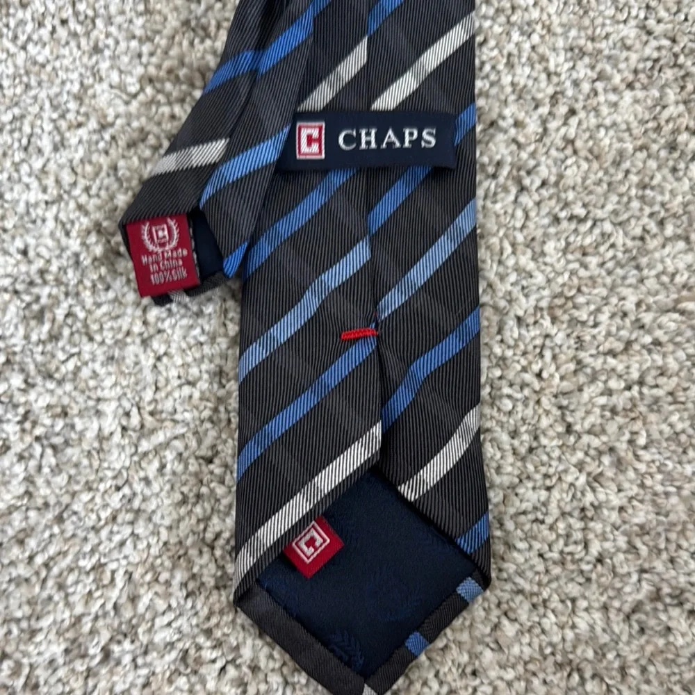 Chaps Kids Striped Tie in Black and Blue